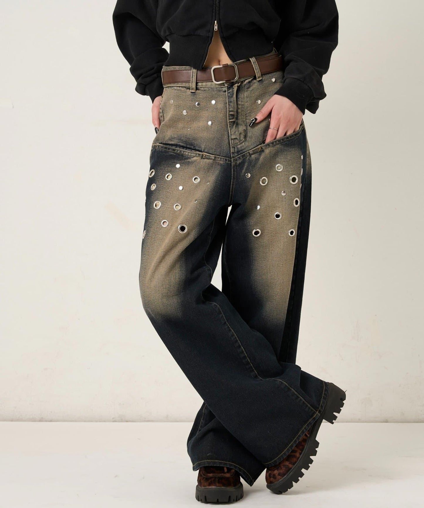 EYELET SLAPOKE BLAST DENIM 牛仔褲