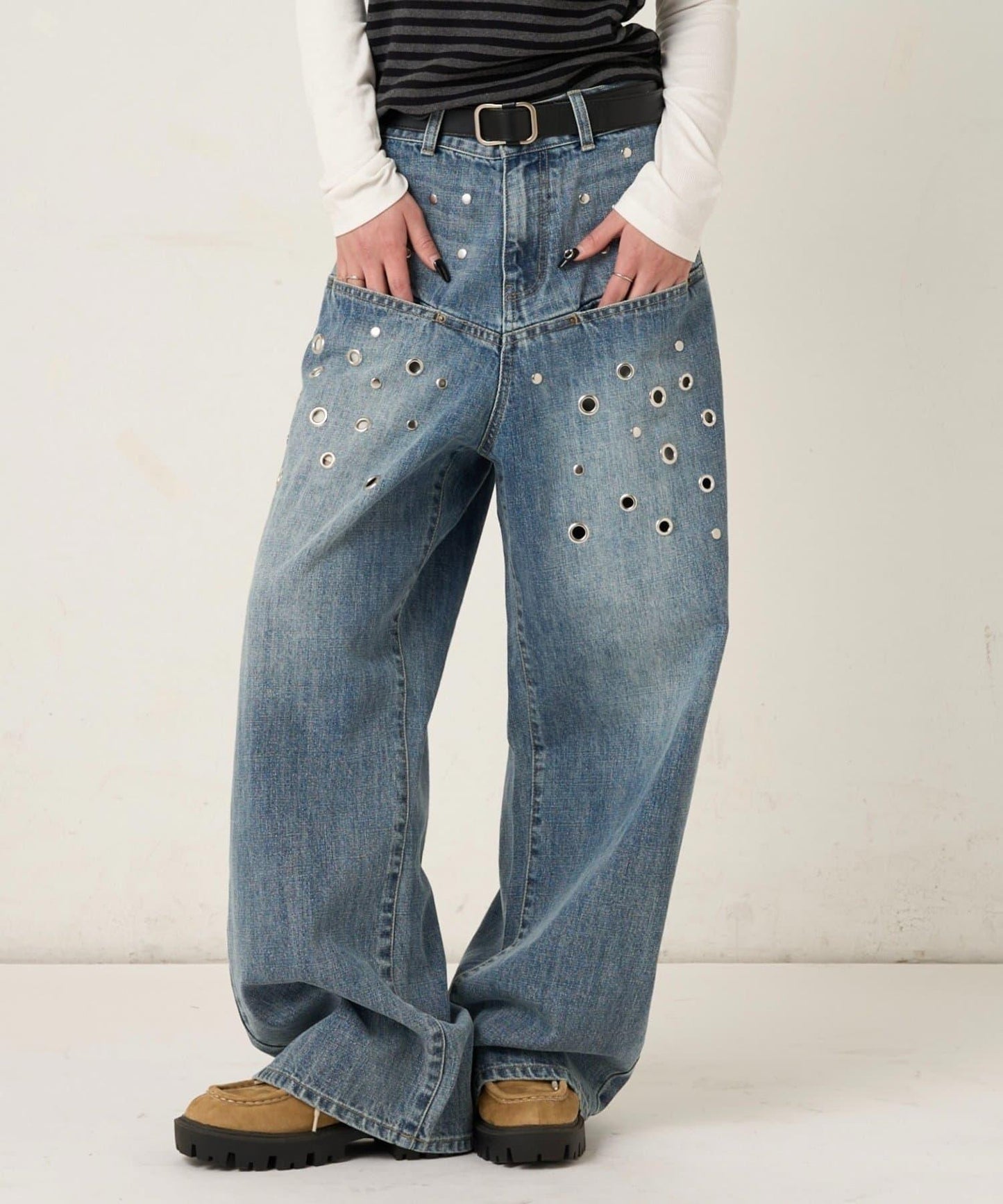 EYELET SLAPOKE BLAST DENIM 牛仔褲