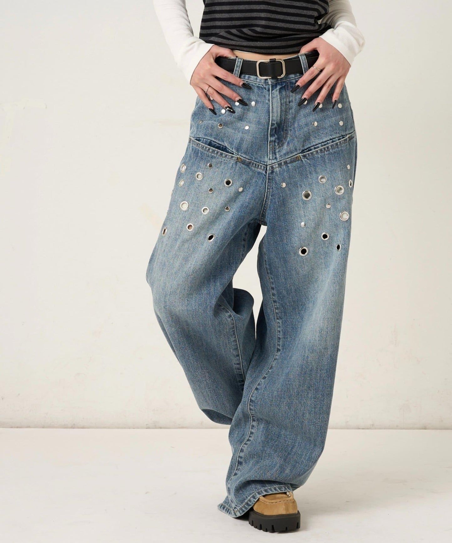 EYELET SLAPOKE BLAST DENIM 牛仔褲