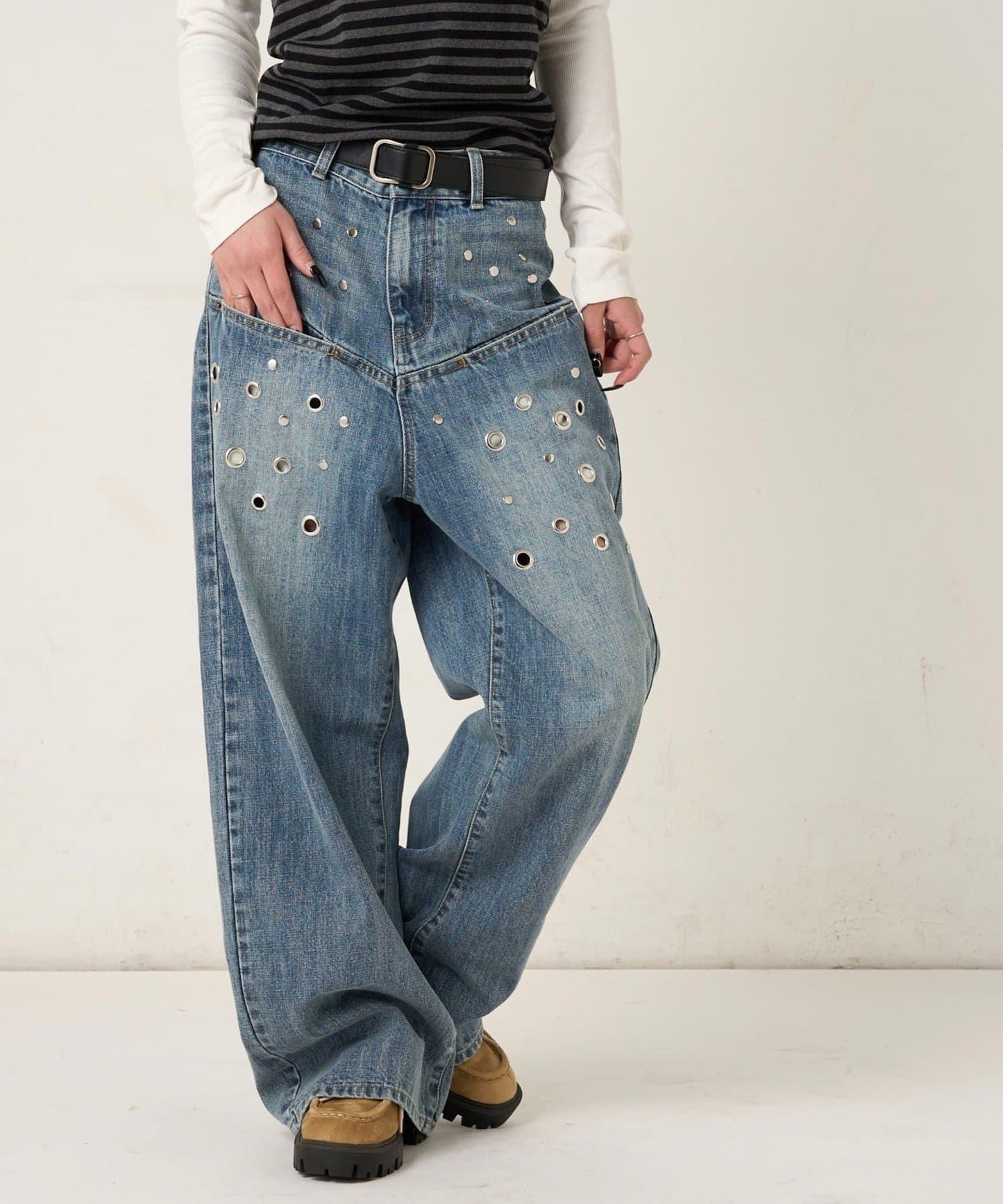 EYELET SLAPOKE BLAST DENIM 牛仔褲