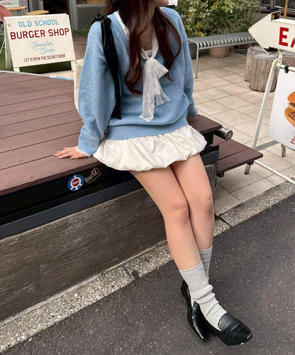 RMAF 泡泡廓形 蕾絲下襬 迷你連衣裙