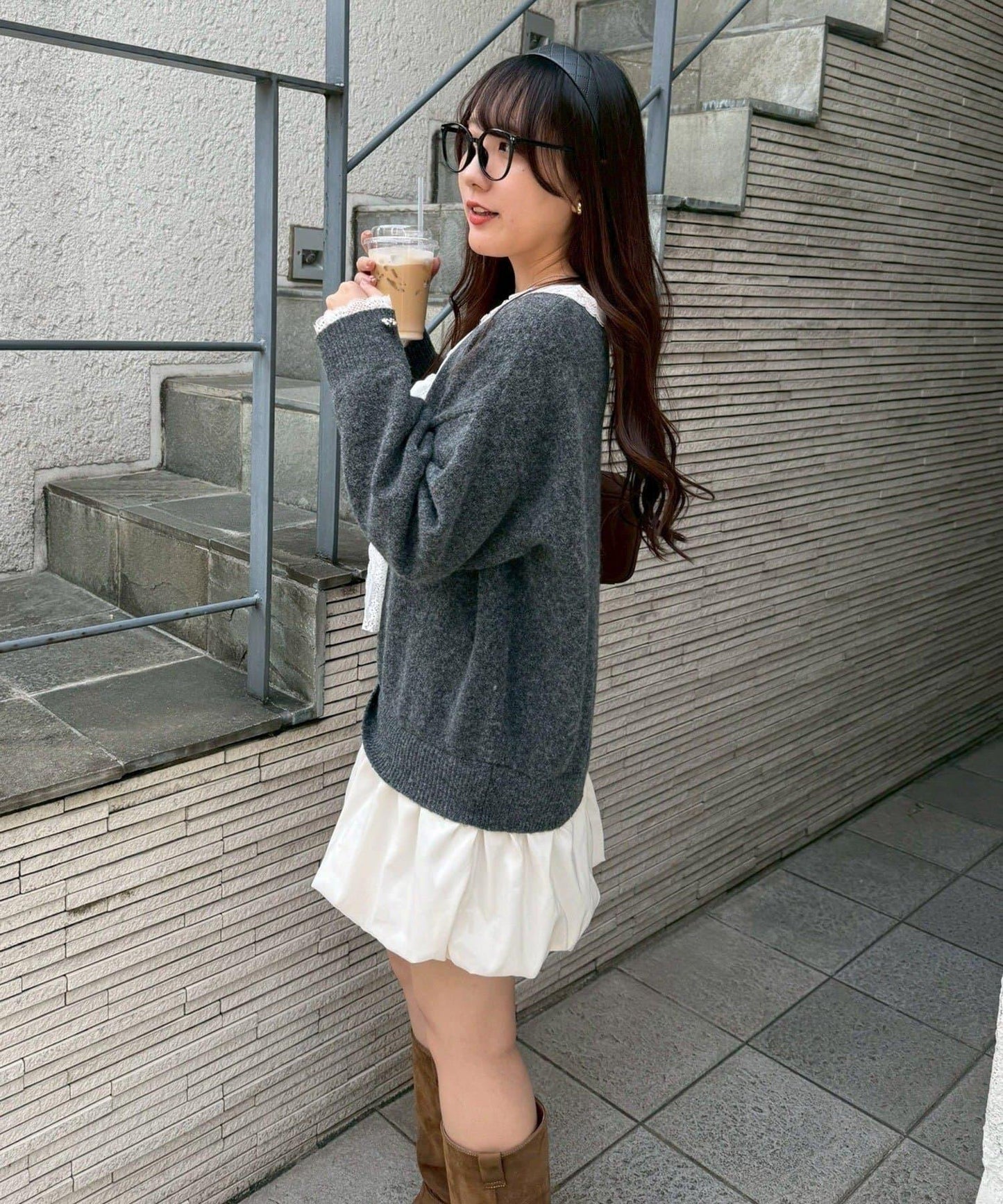 RMAF 泡泡廓形 蕾絲下襬 迷你連衣裙