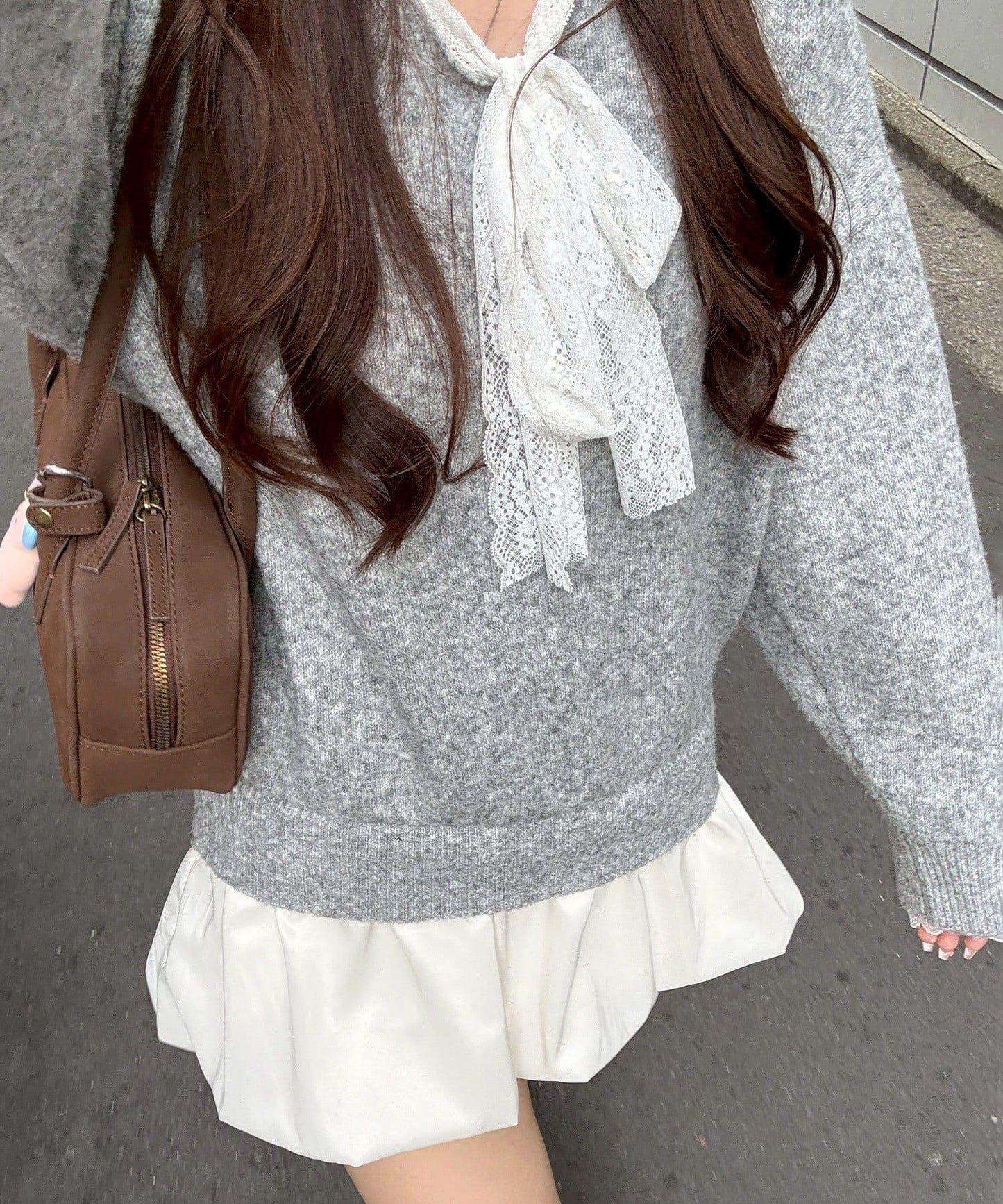 RMAF 泡泡廓形 蕾絲下襬 迷你連衣裙