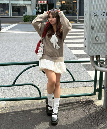 RMAF 泡泡廓形 蕾絲下襬 迷你連衣裙