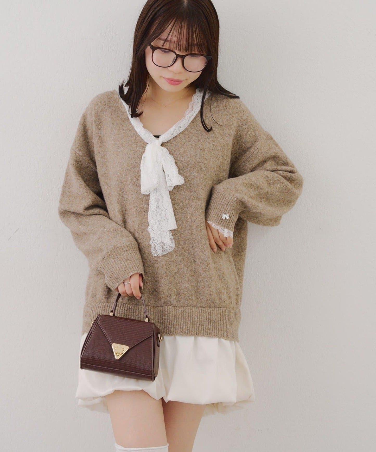 RMAF 泡泡廓形 蕾絲下襬 迷你連衣裙