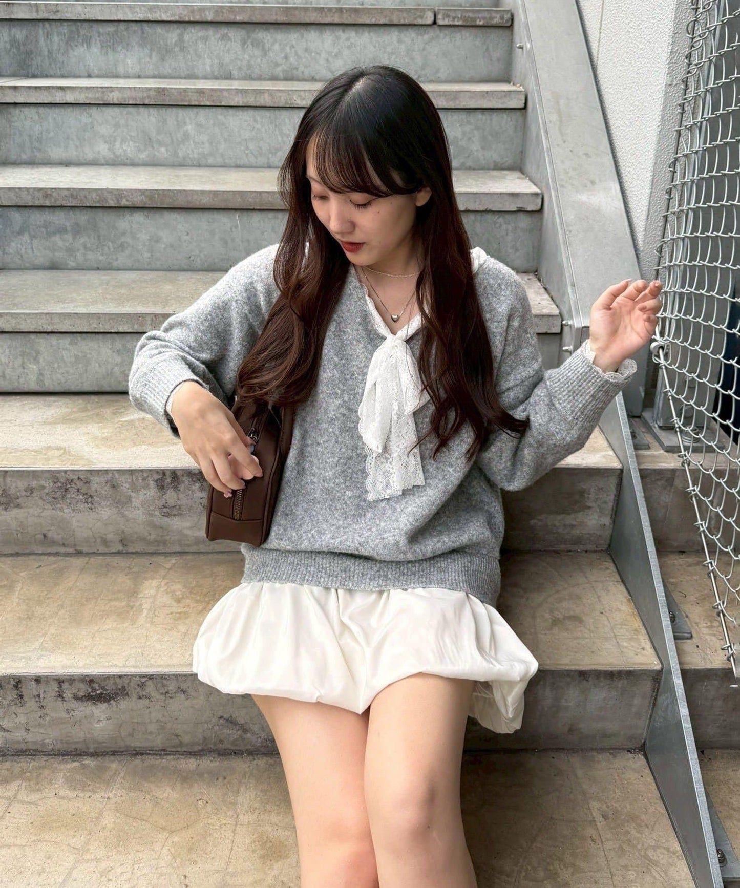 RMAF 泡泡廓形 蕾絲下襬 迷你連衣裙