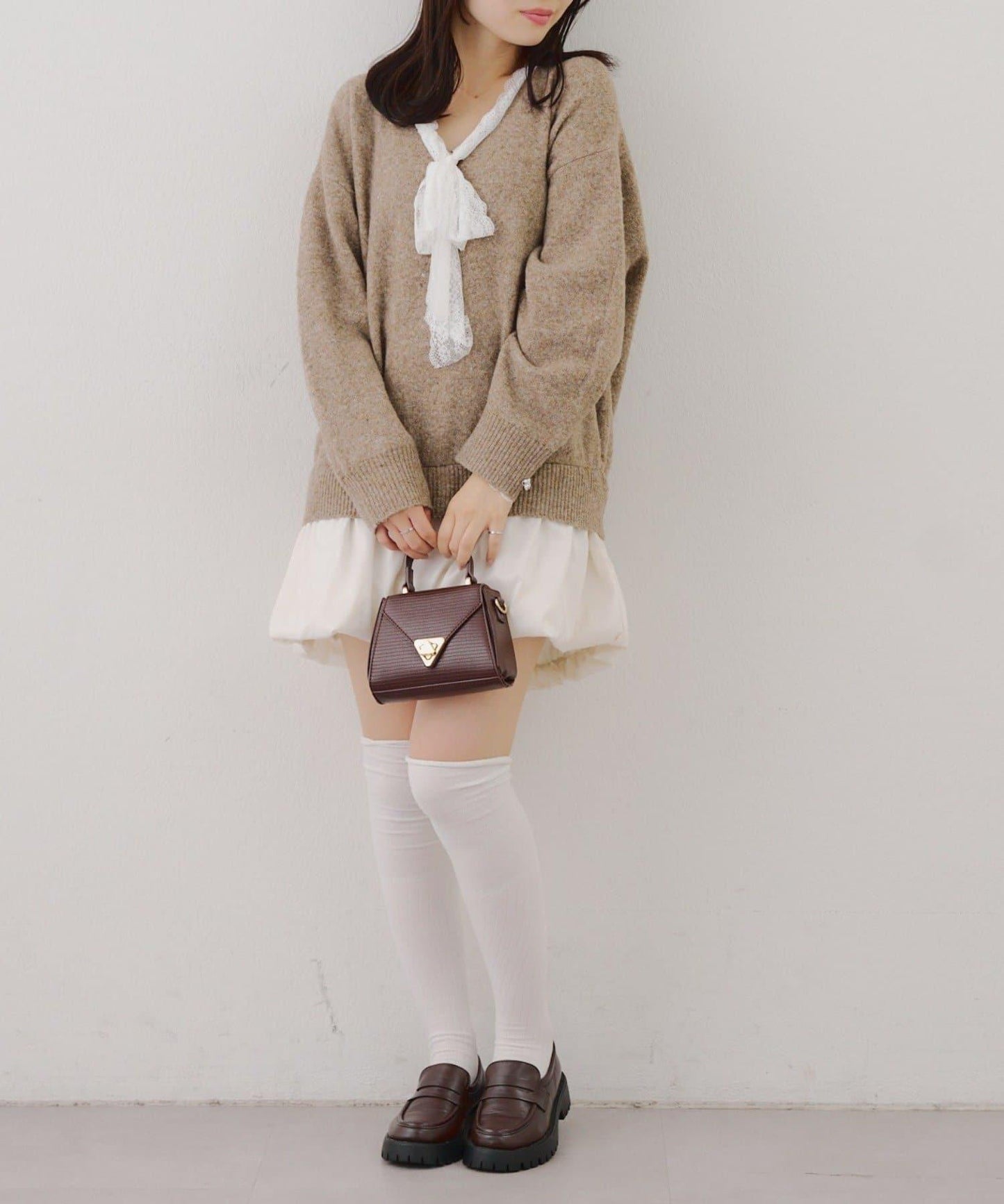 RMAF 泡泡廓形 蕾絲下襬 迷你連衣裙