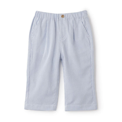 條紋 腰部褶皺 休閒褲