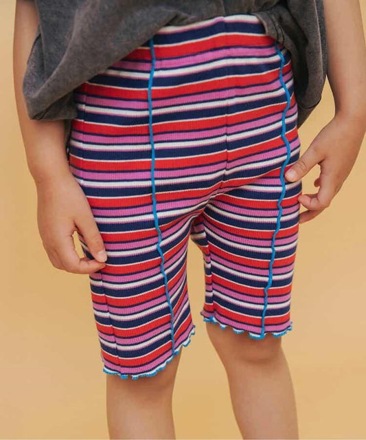 I'm Jelly 荷葉邊羅紋條紋騎行短褲