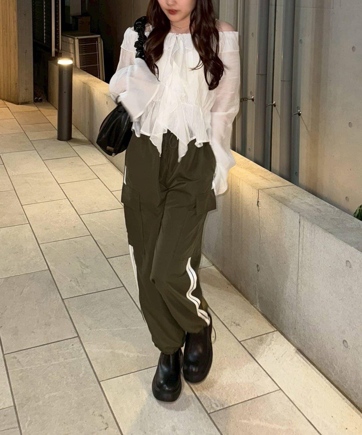 側條紋設計 工裝褲