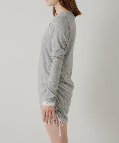 側抽繩層疊設計連衣裙