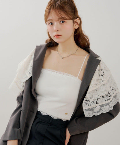 帶杯 露肩 蕾絲 抹胸