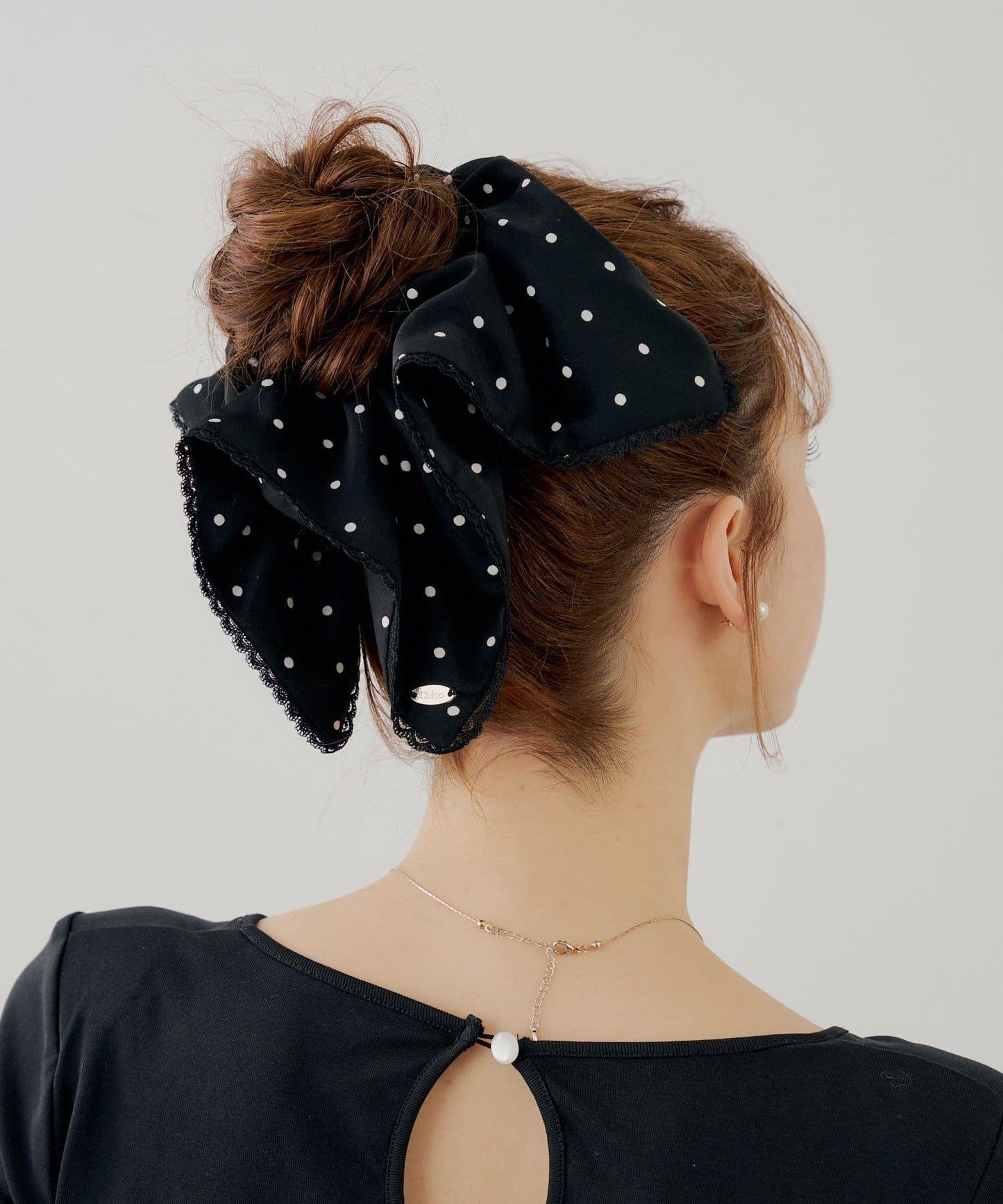 蕾絲拼接方點圖案發圈