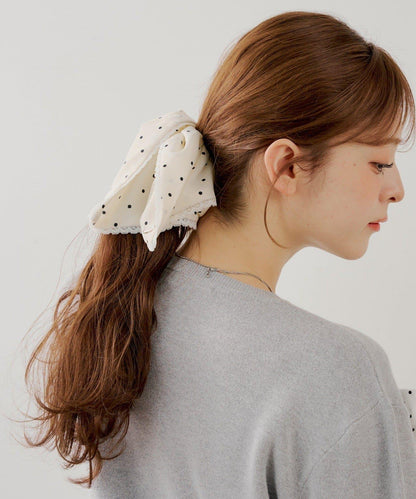 蕾絲拼接方點圖案發圈