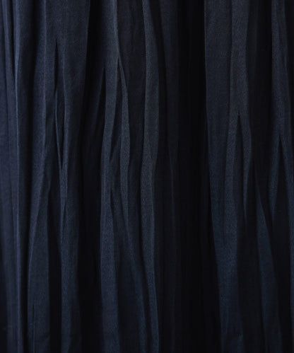 皺感斜向拼接半身裙