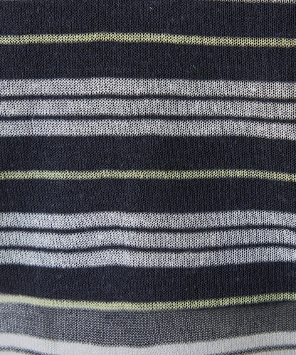 透紗條紋POLO領針織上衣