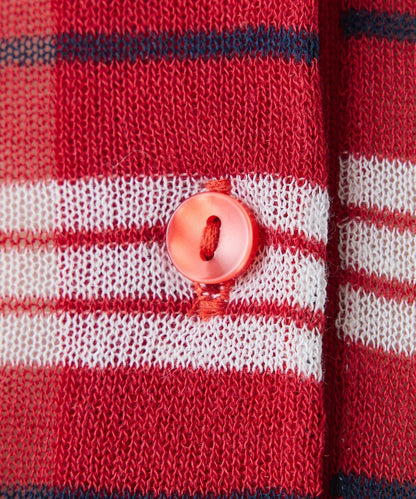 透紗條紋POLO領針織上衣