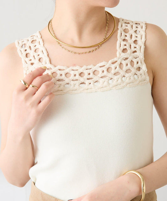 蕾絲裝飾 針織 吊帶上衣