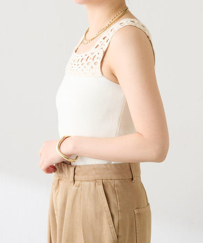 蕾絲裝飾 針織 吊帶上衣