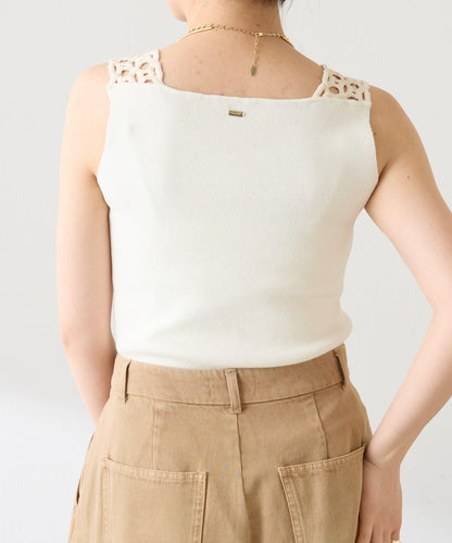 蕾絲裝飾 針織 吊帶上衣