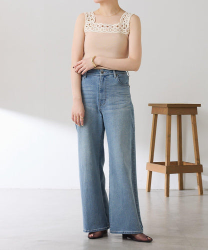 蕾絲裝飾 針織 吊帶上衣