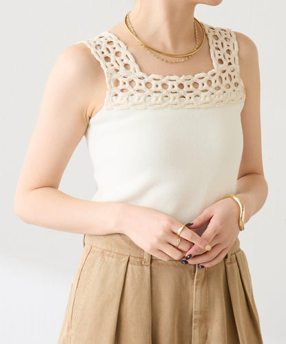 蕾絲裝飾 針織 吊帶上衣