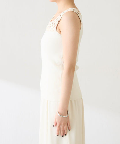 蕾絲裝飾 針織 吊帶上衣