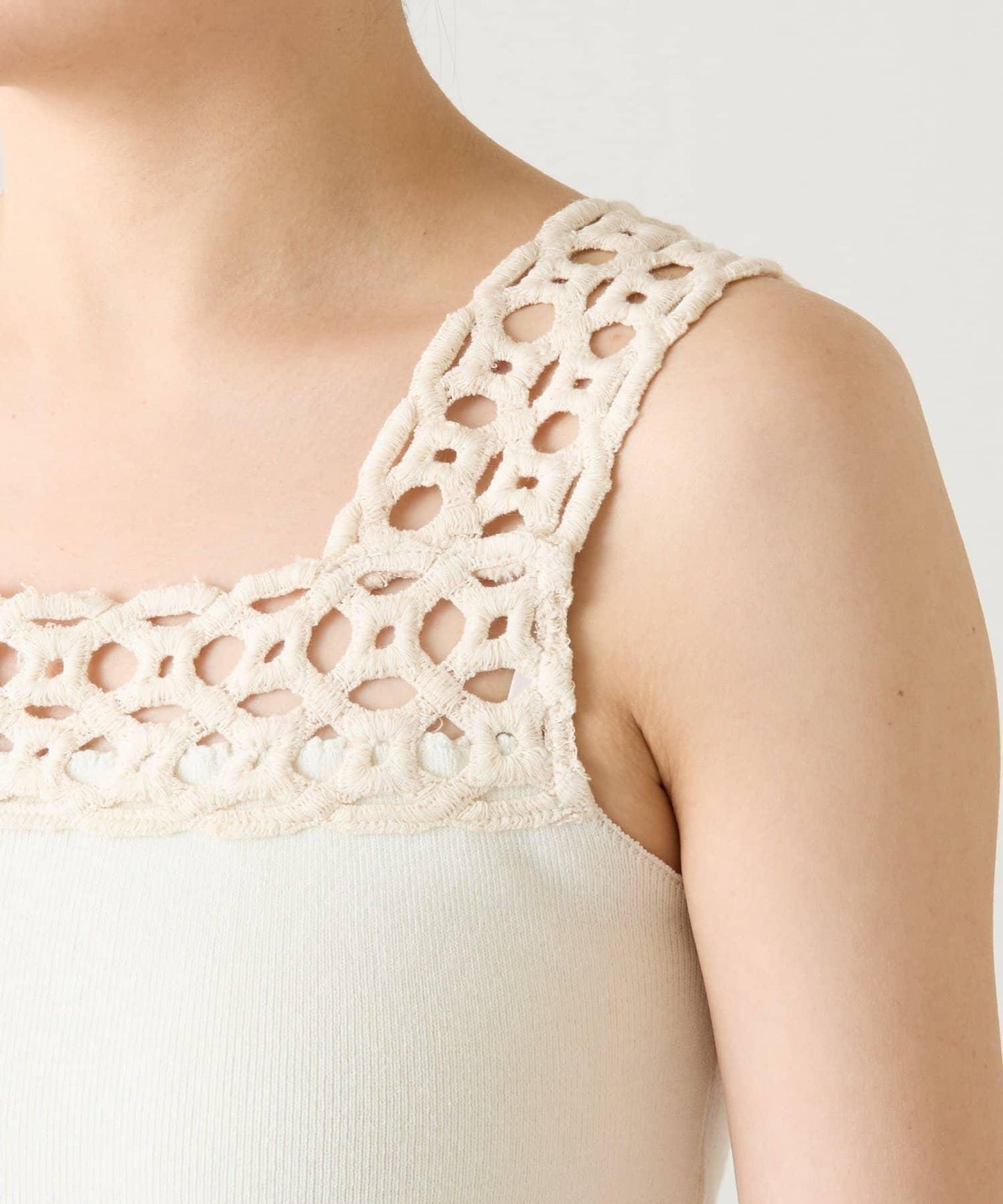 蕾絲裝飾 針織 吊帶上衣