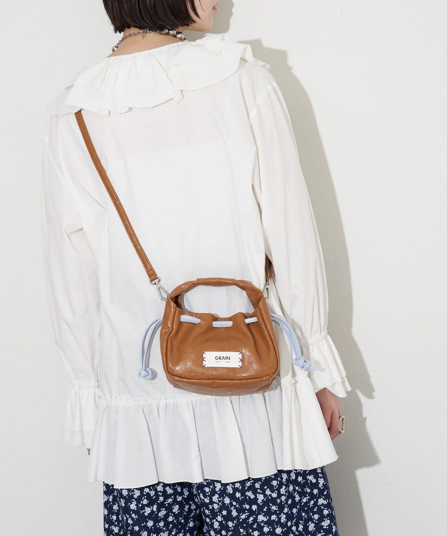 GRAIN/グレイン 復古走線 迷你束口手提包
