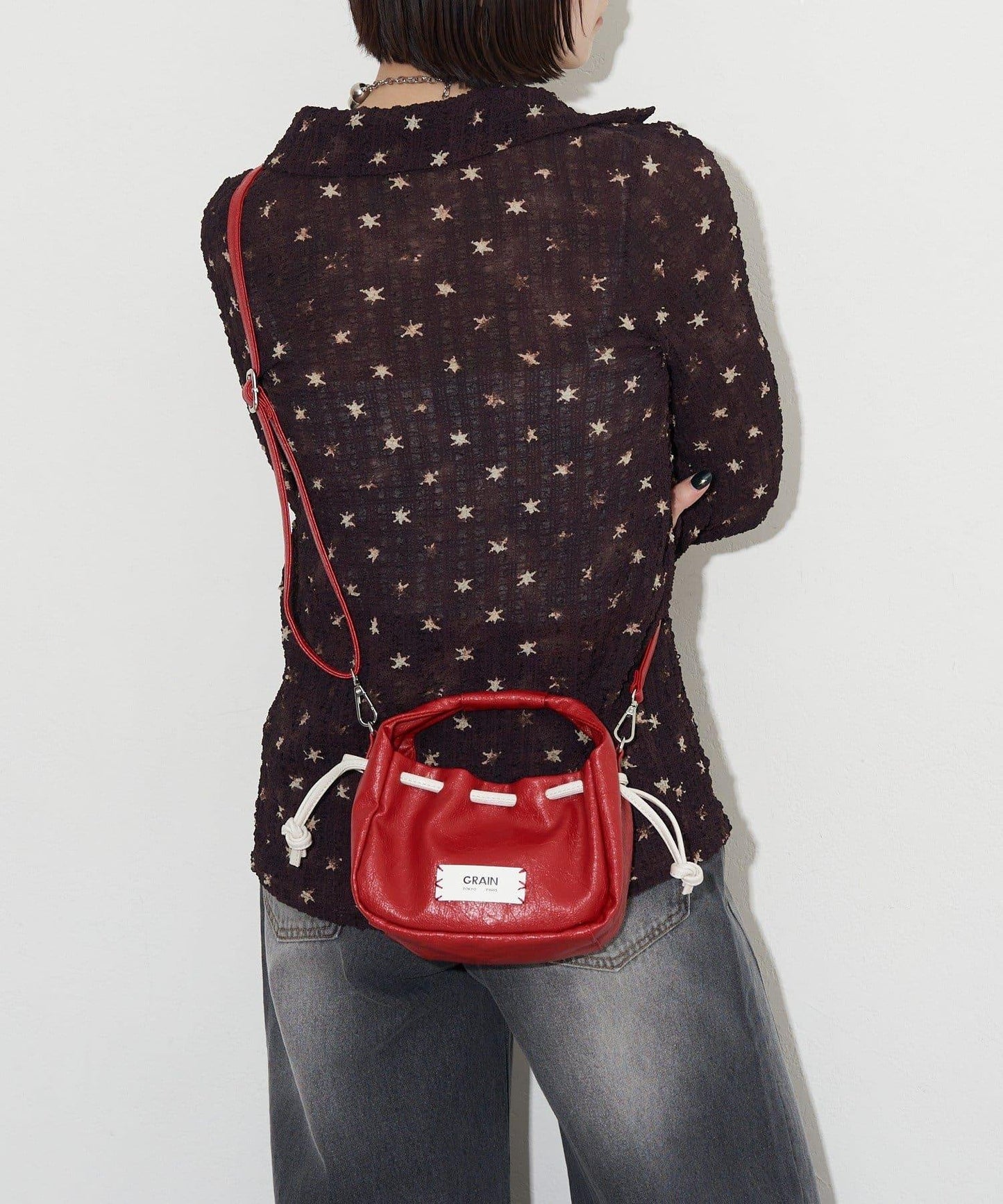 GRAIN/グレイン 復古走線 迷你束口手提包