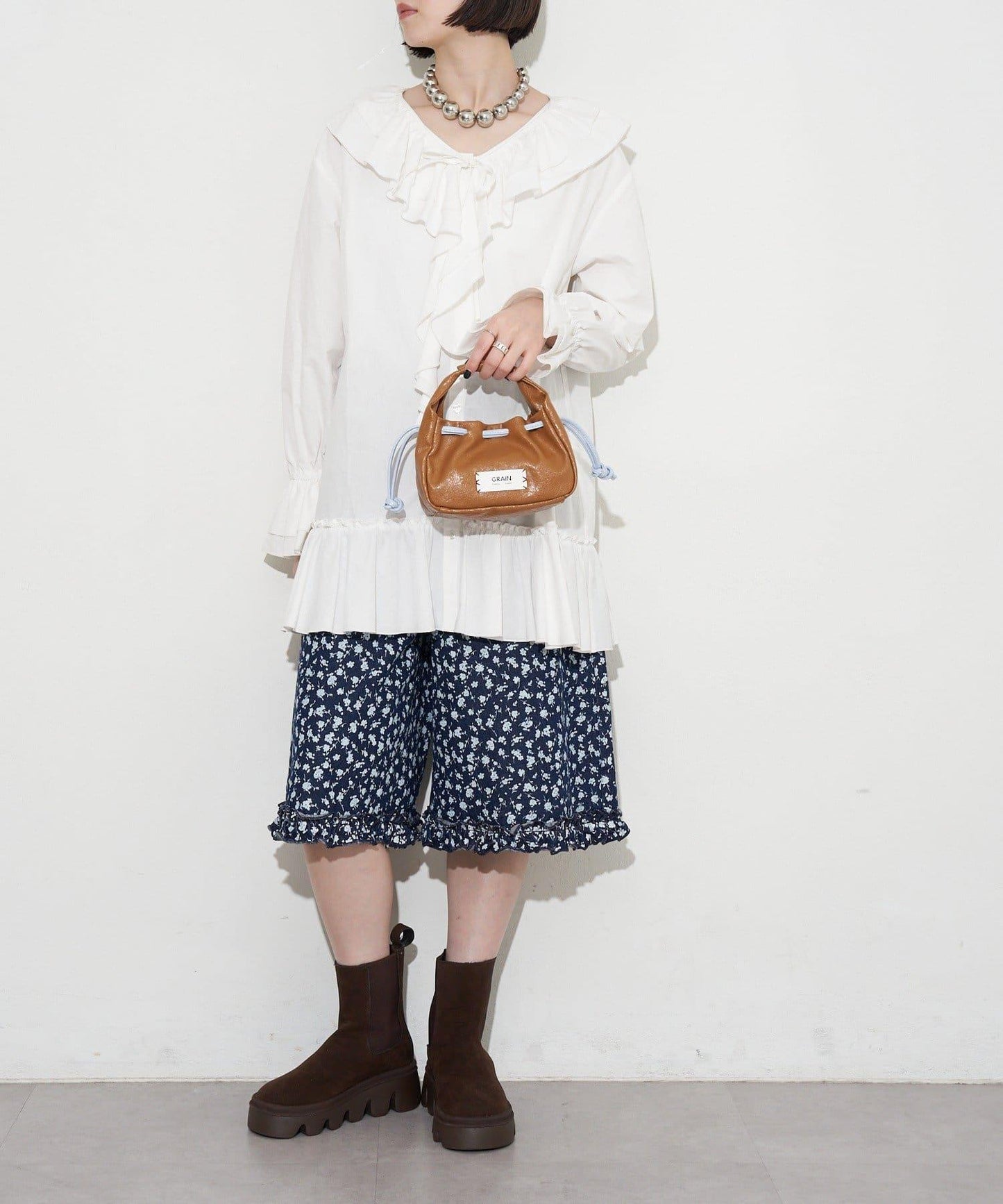 GRAIN/グレイン 復古走線 迷你束口手提包