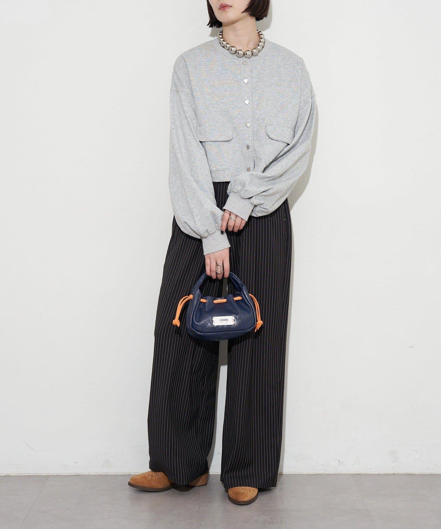 GRAIN/グレイン 復古走線 迷你束口手提包