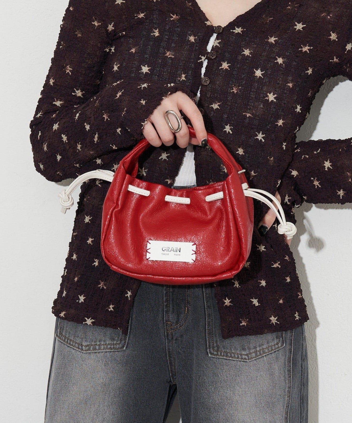 GRAIN/グレイン 復古走線 迷你束口手提包