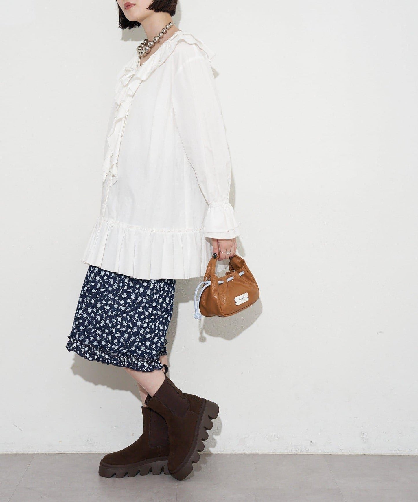 GRAIN/グレイン 復古走線 迷你束口手提包