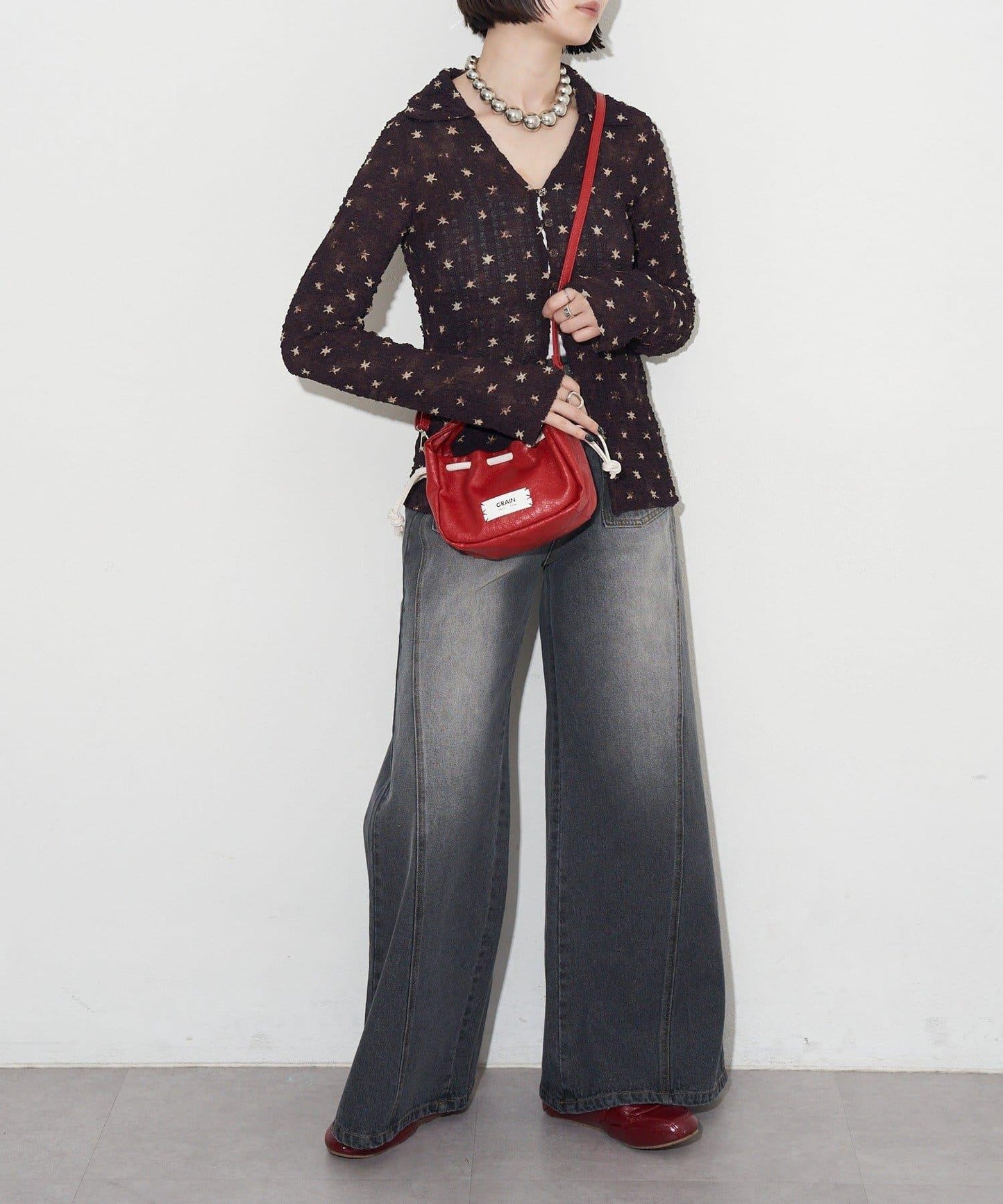 GRAIN/グレイン 復古走線 迷你束口手提包