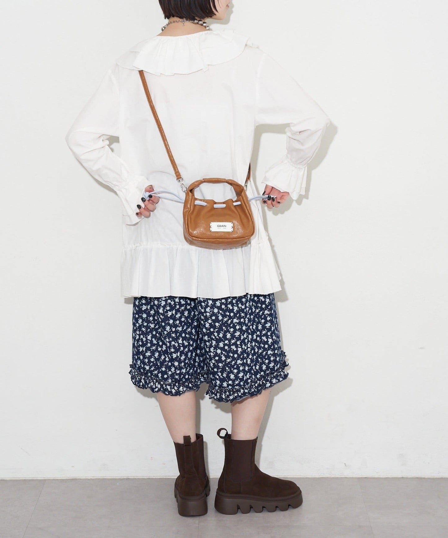 GRAIN/グレイン 復古走線 迷你束口手提包