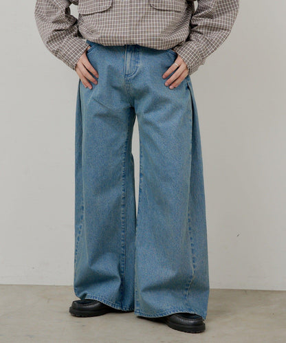 WHIMSIC 雙尺碼 可成套搭配 側褶 牛仔 牛仔褲