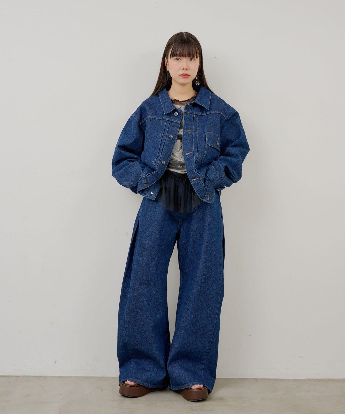 WHIMSIC 雙尺碼 可成套搭配 側褶 牛仔 牛仔褲