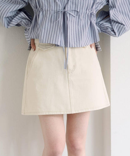 成套搭配 翻蓋設計 牛仔 迷你半身裙