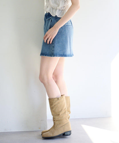 成套搭配 翻蓋設計 牛仔 迷你半身裙