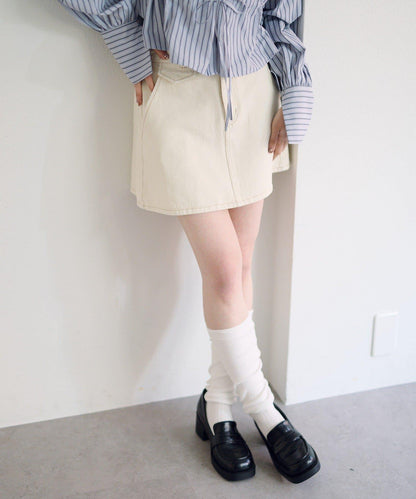 成套搭配 翻蓋設計 牛仔 迷你半身裙