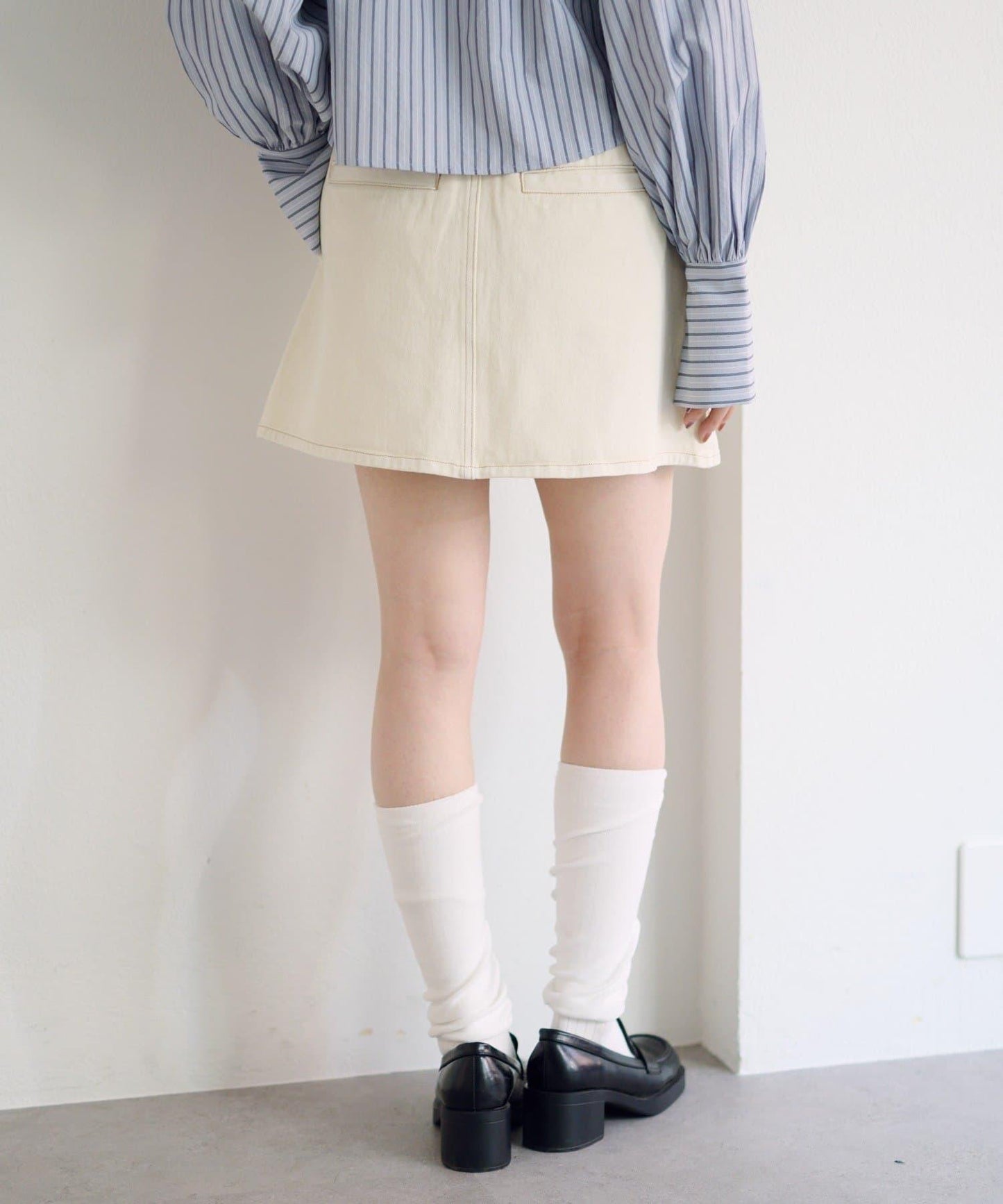 成套搭配 翻蓋設計 牛仔 迷你半身裙