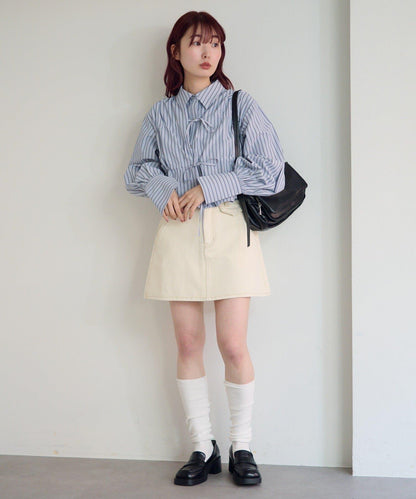 成套搭配 翻蓋設計 牛仔 迷你半身裙