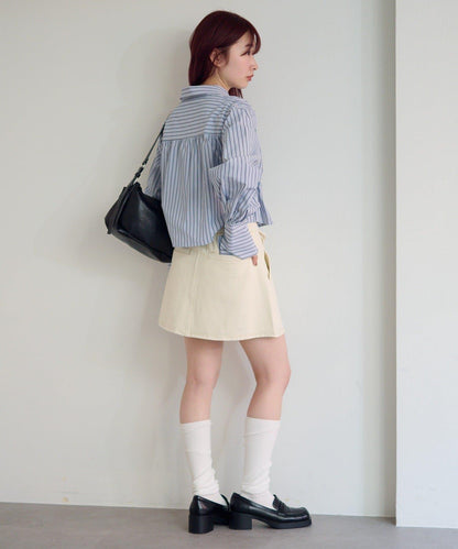 成套搭配 翻蓋設計 牛仔 迷你半身裙