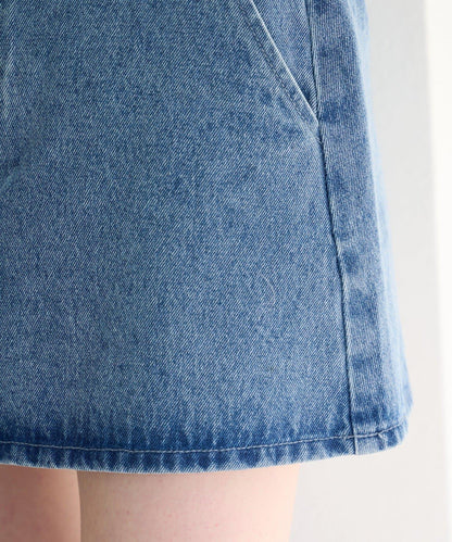 成套搭配 翻蓋設計 牛仔 迷你半身裙