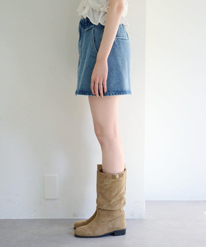 成套搭配 翻蓋設計 牛仔 迷你半身裙