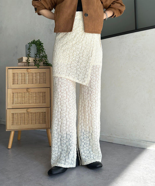 蕾絲裹身疊穿褲子