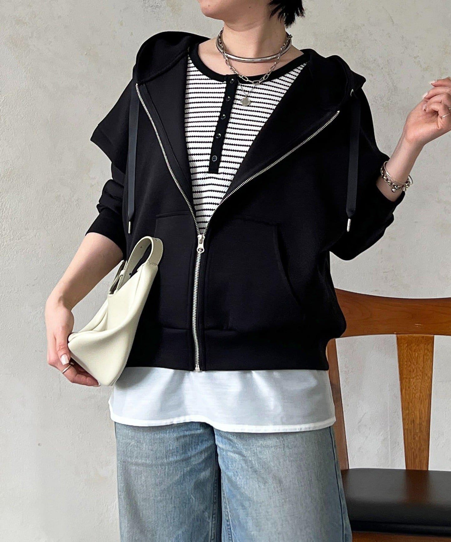 複合面料連帽衛衣