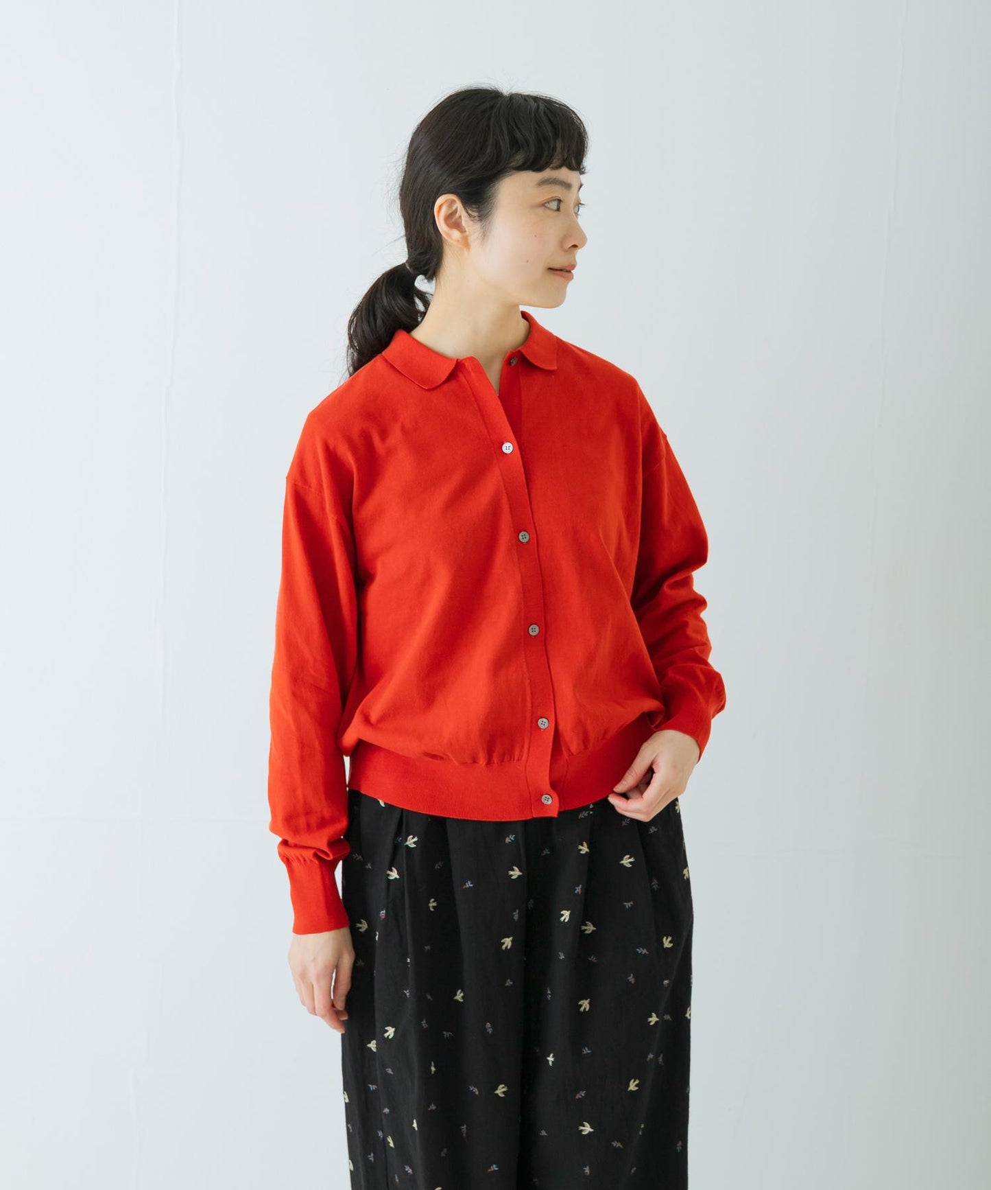 棉質細針織POLO領針織開衫