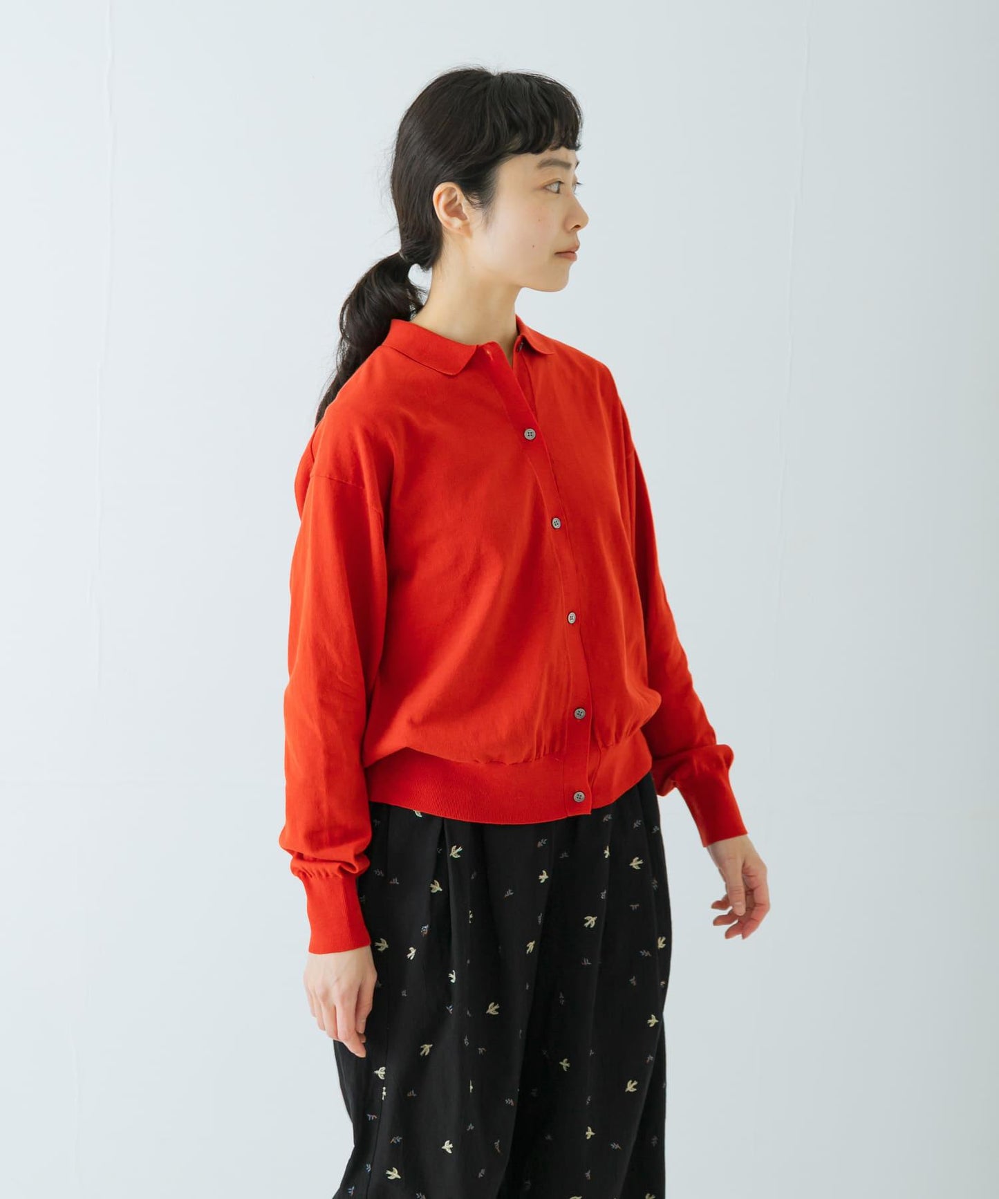 棉質細針織POLO領針織開衫